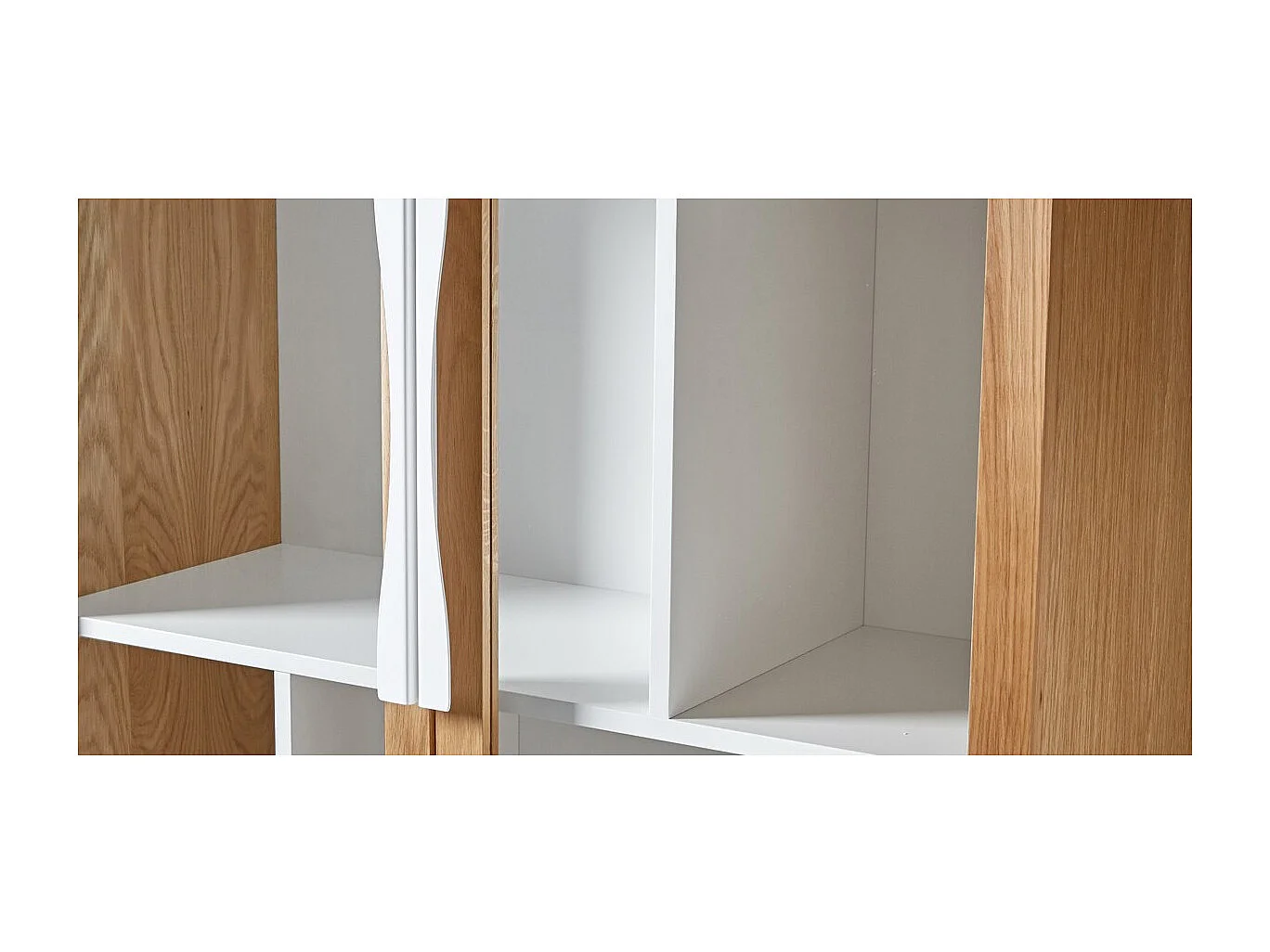 Bibliothèque Vitrine "Avon" 165cm Chêne & Blanc