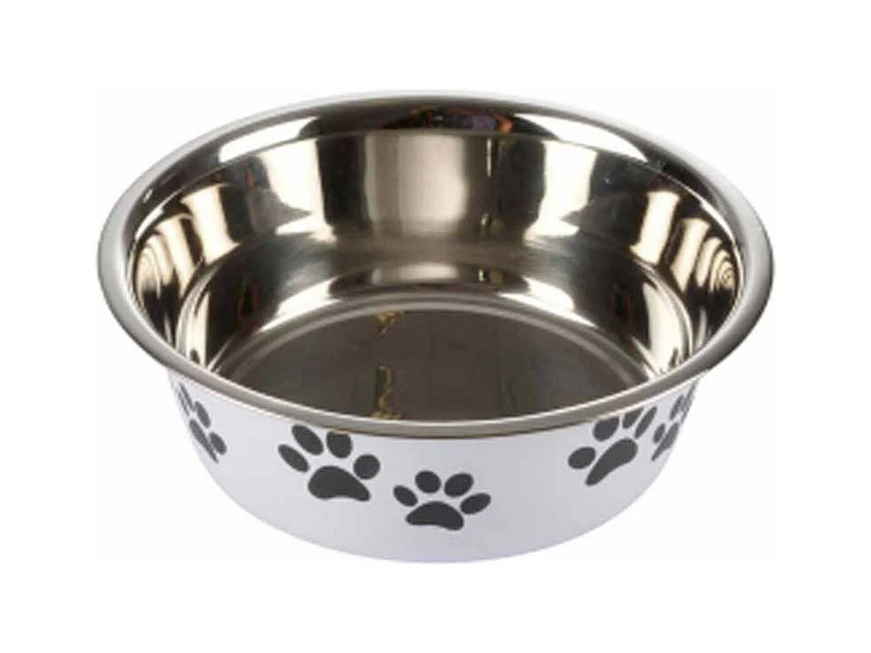 Gamelle pour Chien & Chat "Motifs Pattes" 21cm Blanc