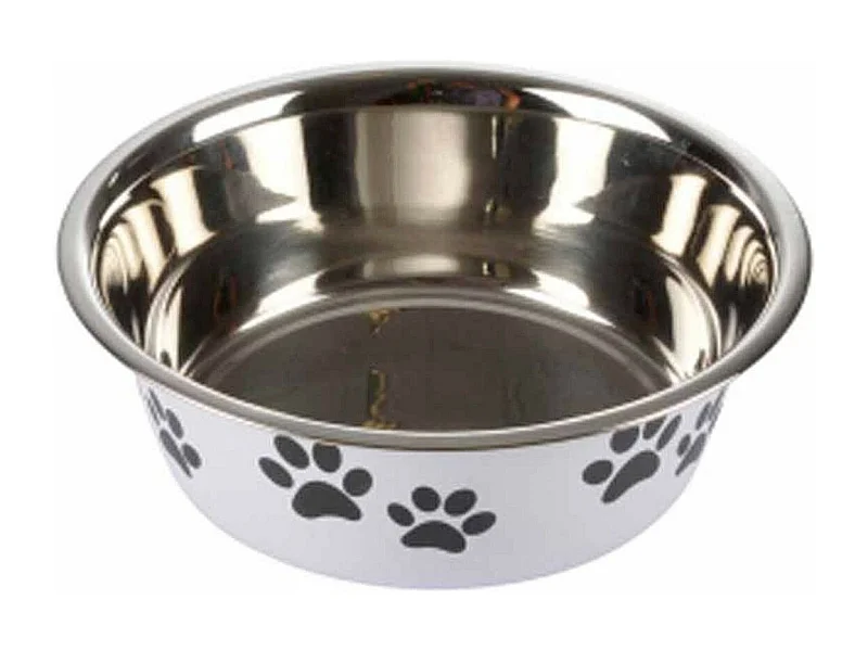 Gamelle pour Chien & Chat "Motifs Pattes" 21cm Blanc