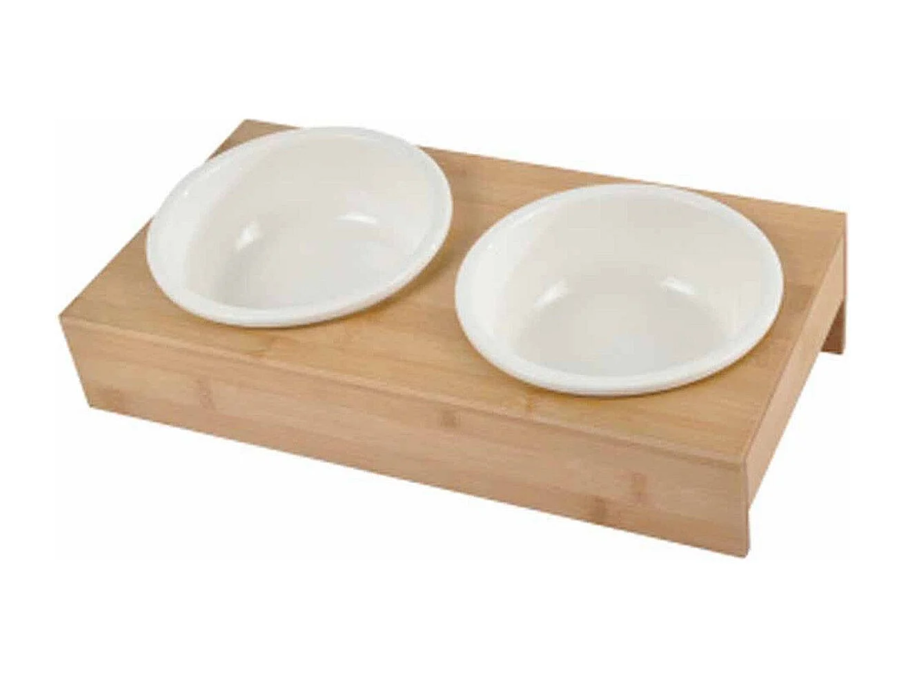 Lot de 2 Gamelles Chien & Chat "Bambou" 37cm Blanc