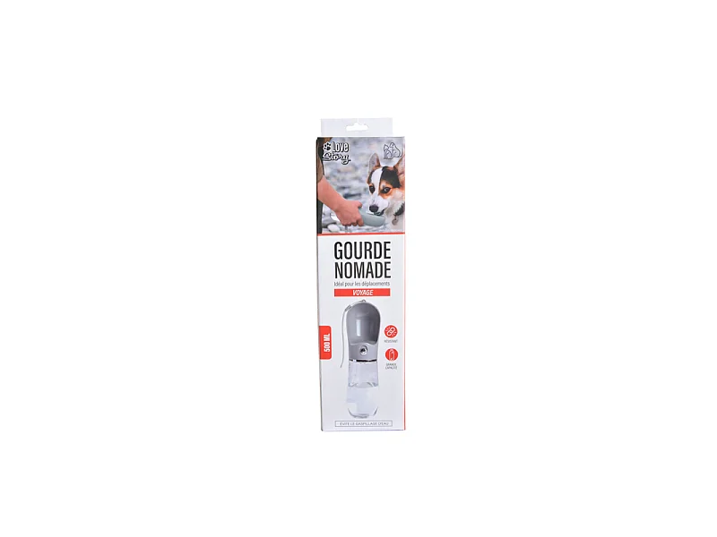 Gourde pour Chien "Nomade" 500ml Gris