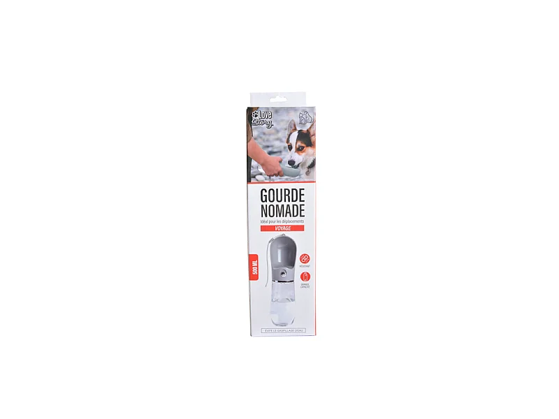 Gourde pour Chien "Nomade" 500ml Gris