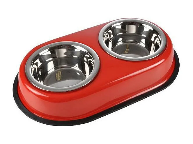 Gamelle pour Chien & Chat "Double" 35cm Rouge