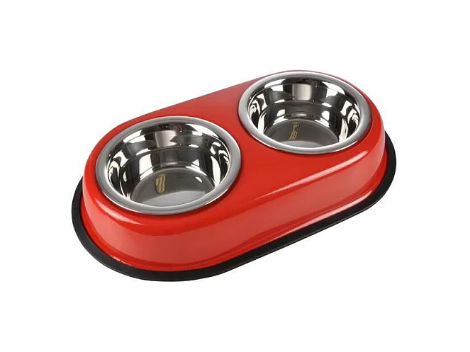 Gamelle pour Chien & Chat "Double" 35cm Rouge