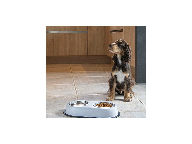 Gamelle pour Chien & Chat "Double" 35cm Rouge