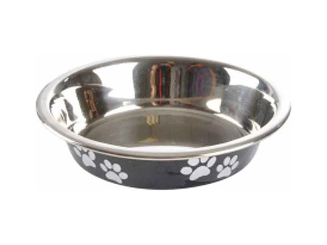 Gamelle pour Chien & Chat "Motifs Pattes" 12cm Noir