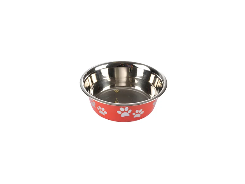 Gamelle pour Chien & Chat "Motifs Pattes" 21cm Rouge