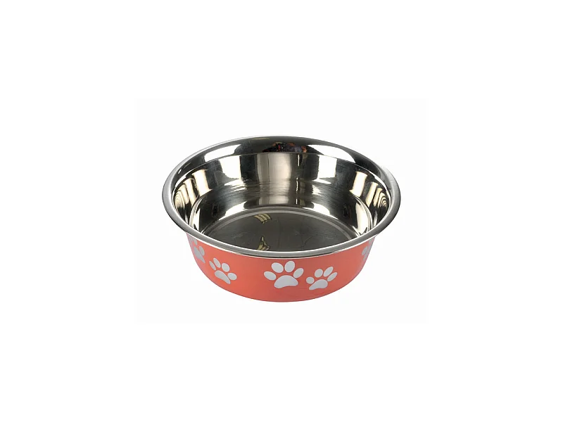 Gamelle pour Chien & Chat "Motifs Pattes" 21cm Rouge