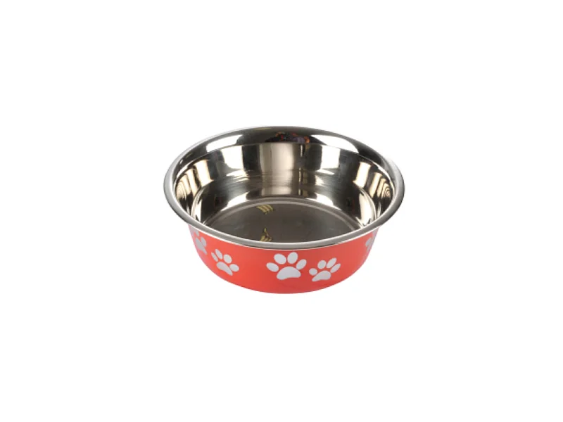Gamelle pour Chien & Chat "Motifs Pattes" 21cm Rouge