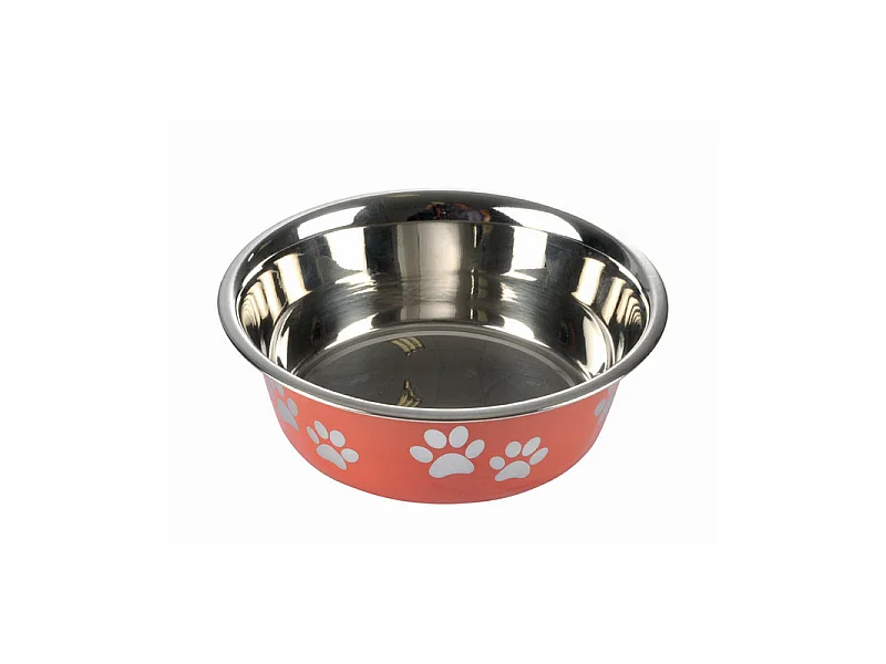 Gamelle pour Chien & Chat "Motifs Pattes" 21cm Rouge