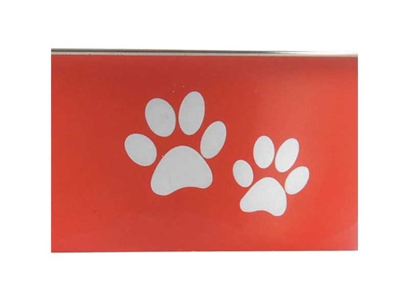 Gamelle pour Chien & Chat "Motifs Pattes" 21cm Rouge