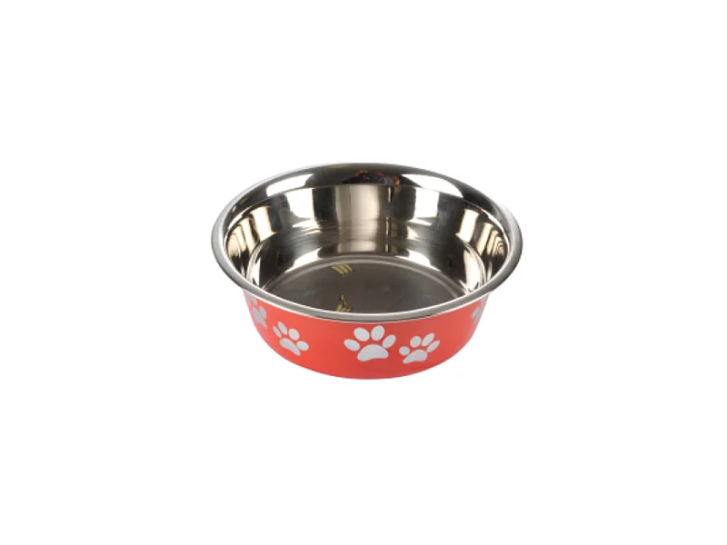 Gamelle pour Chien & Chat "Motifs Pattes" 21cm Rouge