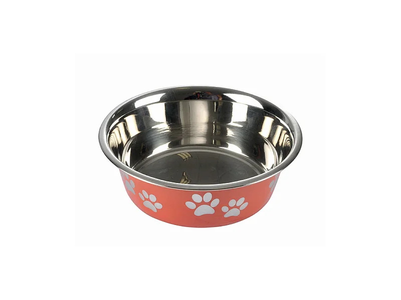 Gamelle pour Chien & Chat "Motifs Pattes" 21cm Rouge