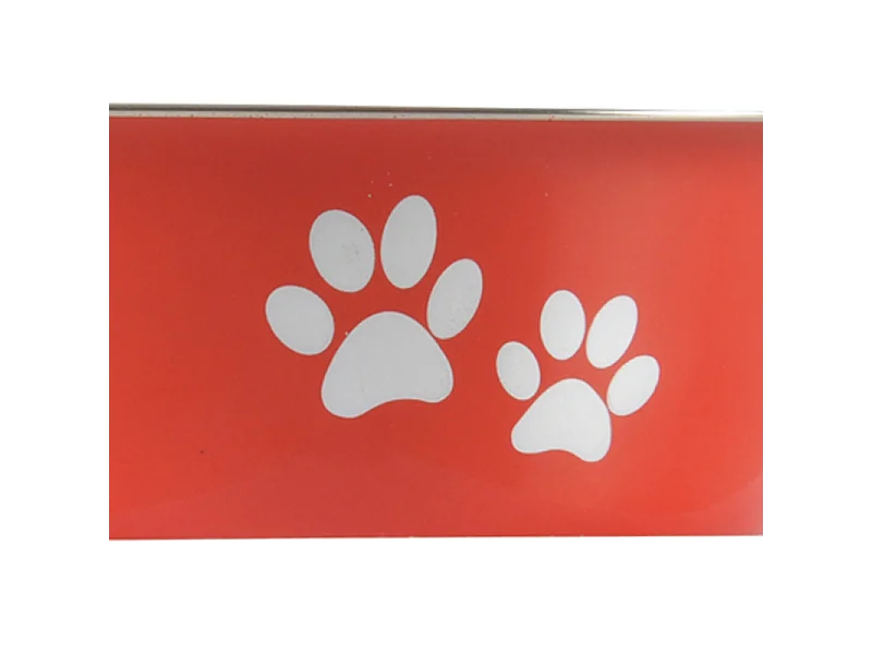 Gamelle pour Chien & Chat "Motifs Pattes" 21cm Rouge