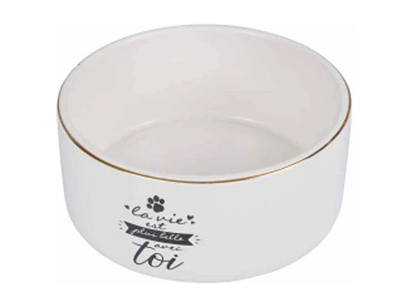 Gamelle pour Chien & Chat "La belle Vie" 13cm Blanc