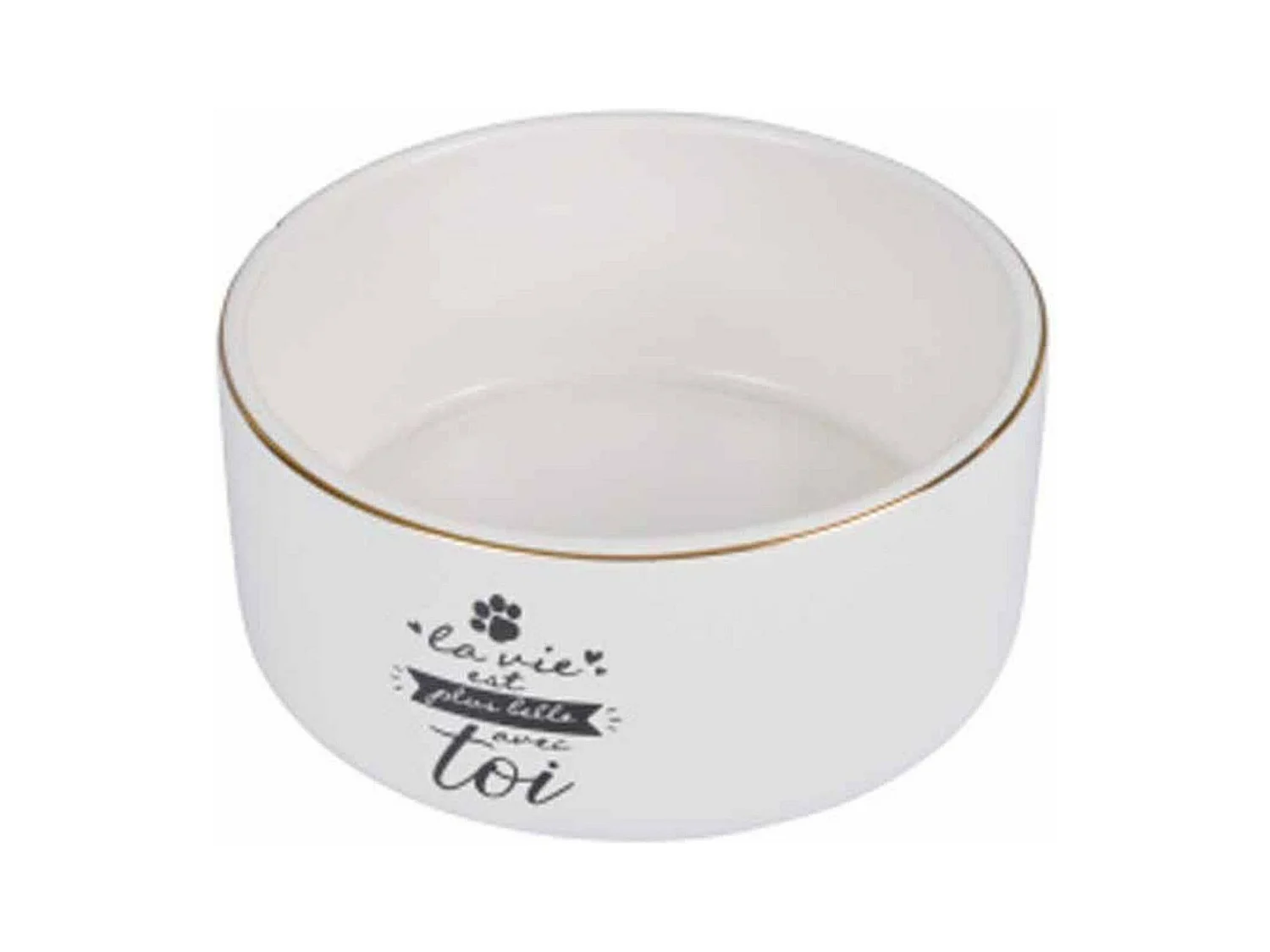 Gamelle pour Chien & Chat "La belle Vie" 13cm Blanc