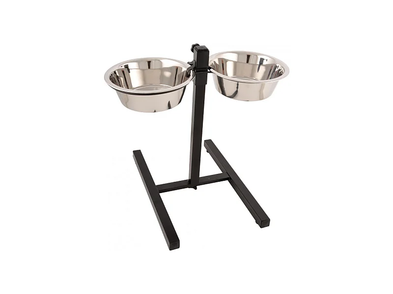 Lot de 2 Gamelles pour Chien "Réglable" 46cm Argent