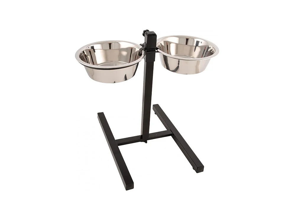 Lot de 2 Gamelles pour Chien "Réglable" 46cm Argent