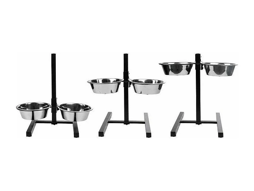 Lot de 2 Gamelles pour Chien "Réglable" 46cm Argent