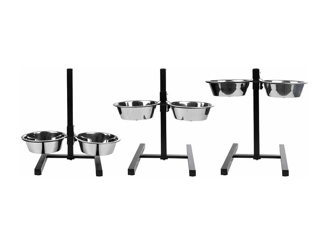 Lot de 2 Gamelles pour Chien "Réglable" 46cm Argent