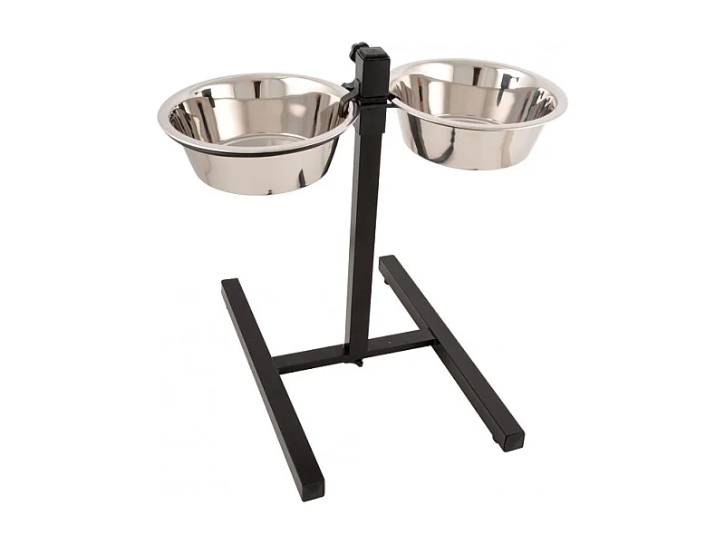 Lot de 2 Gamelles pour Chien "Réglable" 46cm Argent