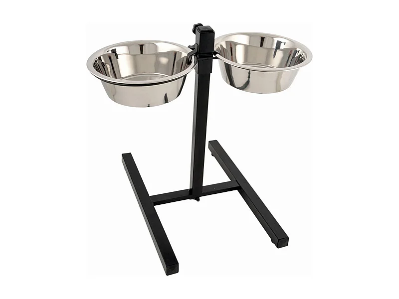 Lot de 2 Gamelles pour Chien "Réglable" 46cm Argent