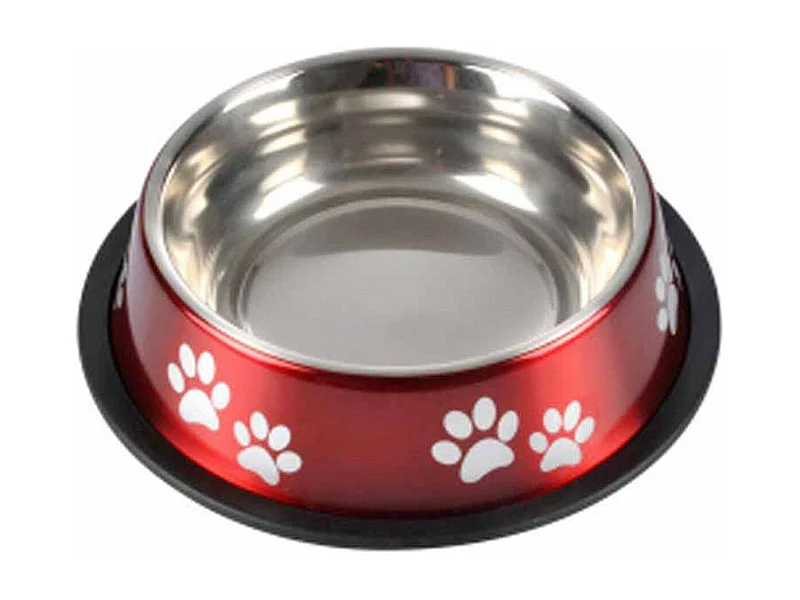 Gamelle Antidérapante Chien & Chat "Pattes" 21cm Rouge