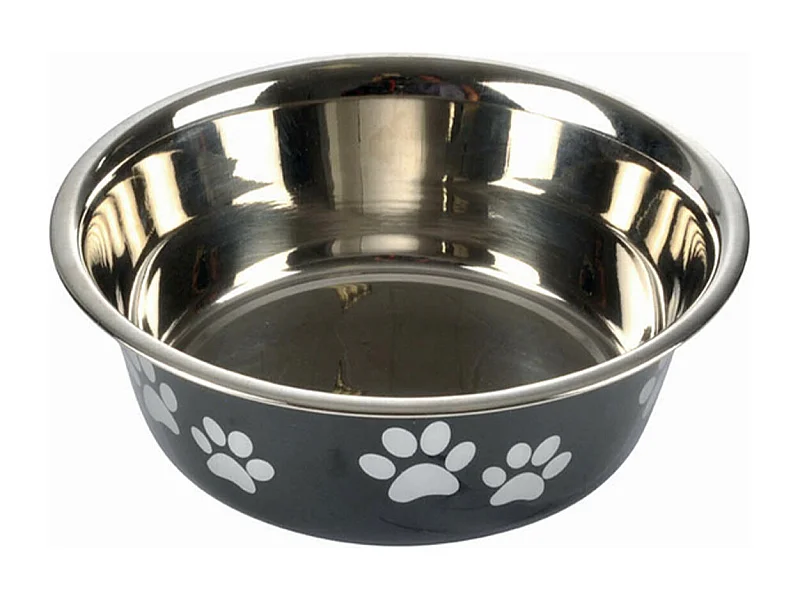Gamelle pour Chien & Chat "Motifs Pattes" 21cm Noir