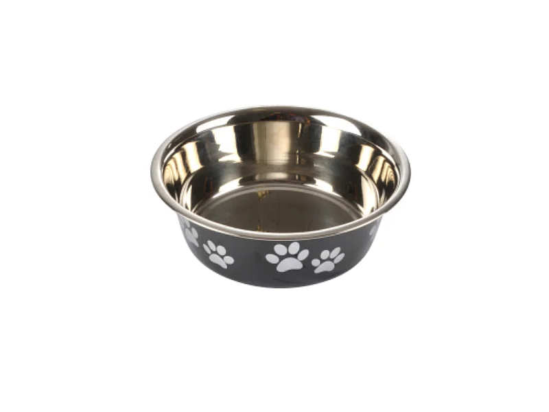 Gamelle pour Chien & Chat "Motifs Pattes" 21cm Noir
