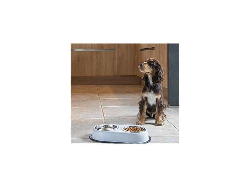 Gamelle pour Chien & Chat "Double" 35cm Noir