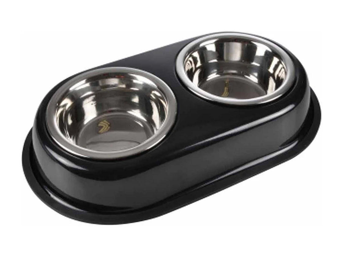 Gamelle pour Chien & Chat "Double" 35cm Noir