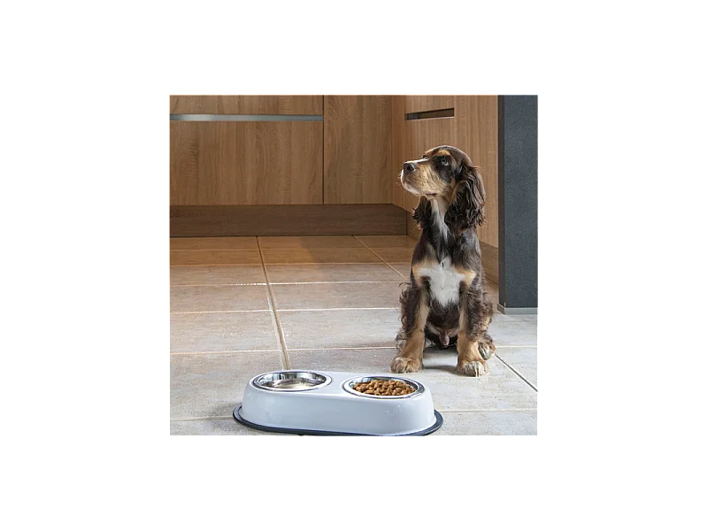 Gamelle pour Chien & Chat "Double" 35cm Noir