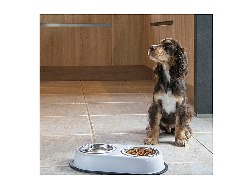 Gamelle pour Chien & Chat "Double" 35cm Noir