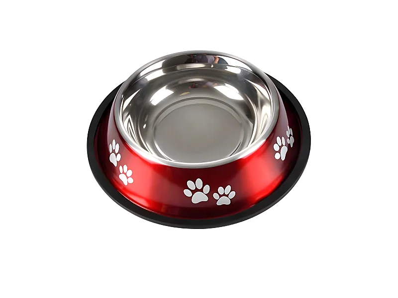 Gamelle Antidérapante Chien & Chat "Pattes" 25cm Rouge