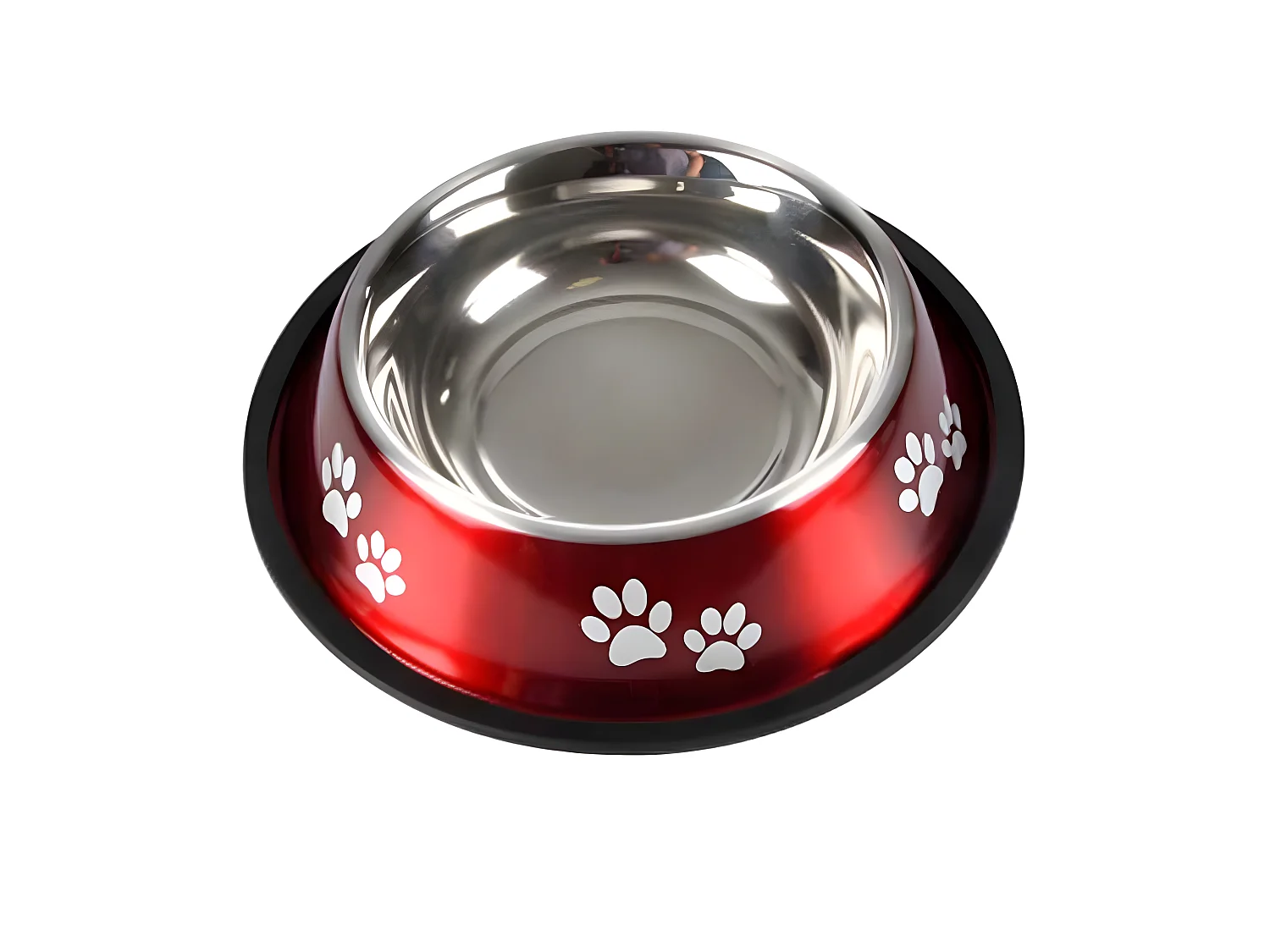 Gamelle Antidérapante Chien & Chat "Pattes" 25cm Rouge