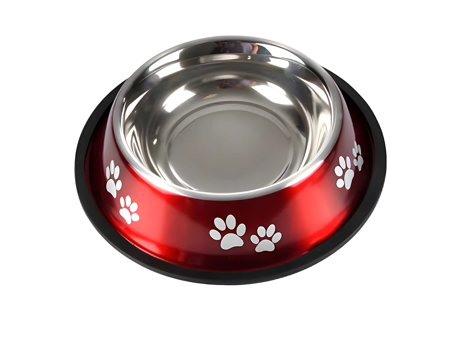 Gamelle Antidérapante Chien & Chat "Pattes" 25cm Rouge