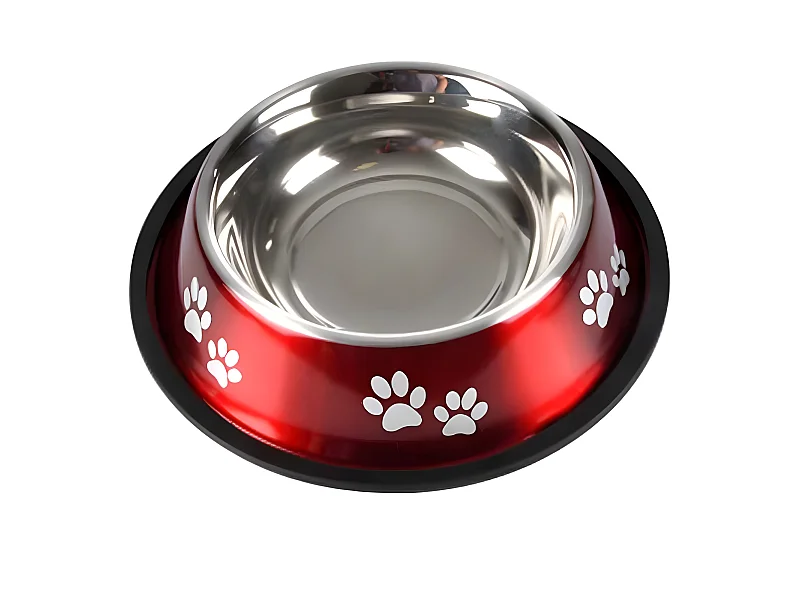 Gamelle Antidérapante Chien & Chat "Pattes" 25cm Rouge