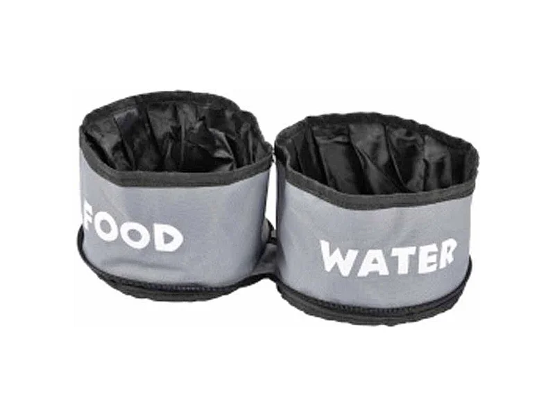 Lot de 2 Gamelles Chien & Chat "Voyage" 14cm Gris