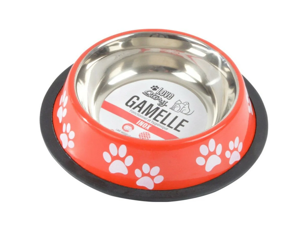 Gamelle Antidérapante Chien & Chat "Pattes" 15cm Rouge