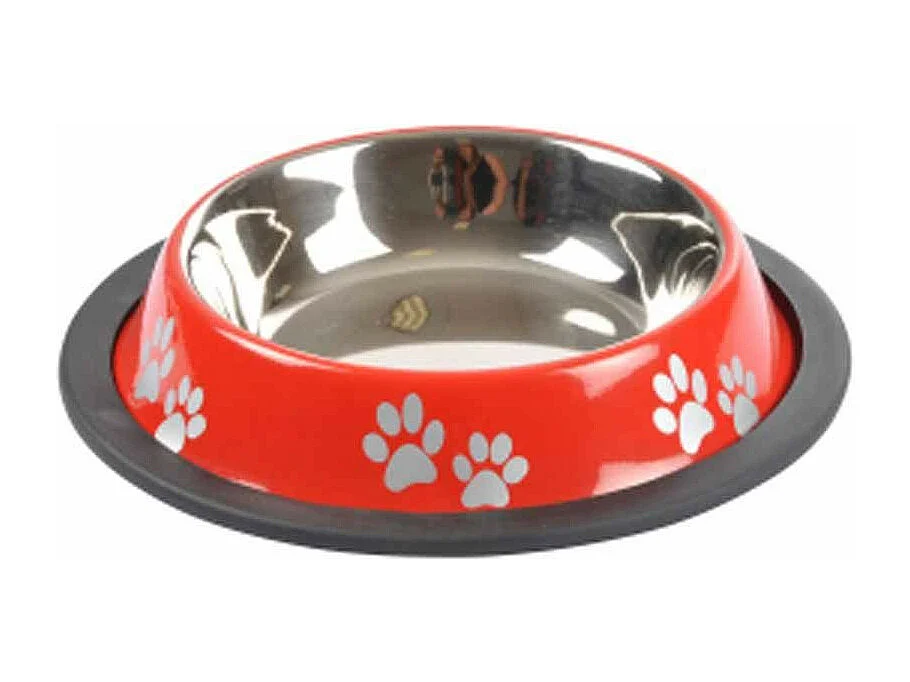 Gamelle Antidérapante Chien & Chat "Pattes" 15cm Rouge