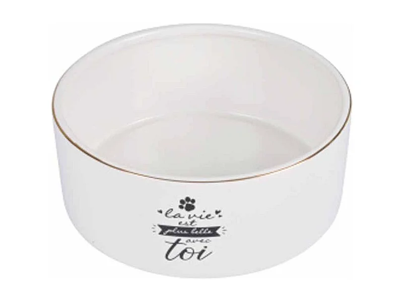 Gamelle pour Chien & Chat "La belle Vie" 16cm Blanc
