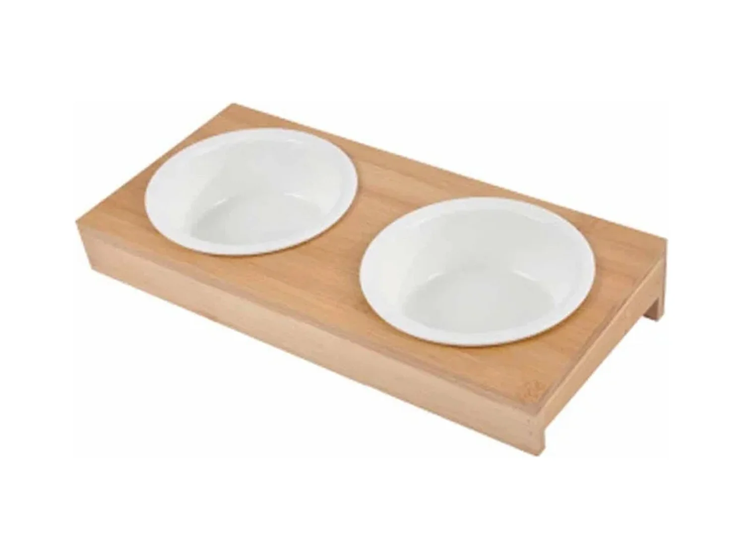 Lot de 2 Gamelles Chien & Chat "Bambou" 29cm Blanc