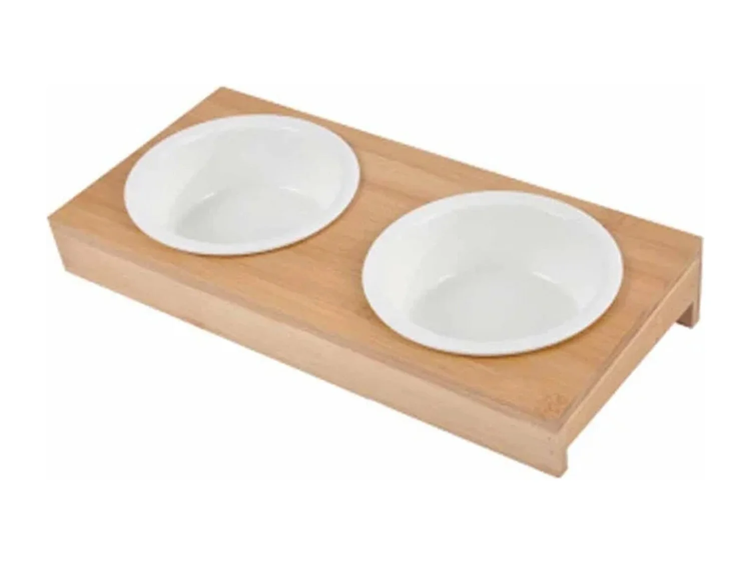 Lot de 2 Gamelles Chien & Chat "Bambou" 29cm Blanc