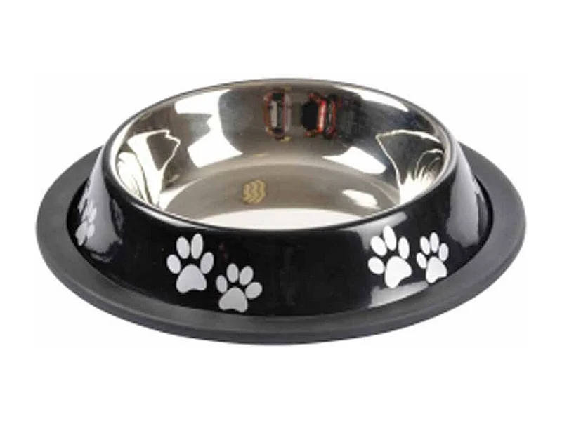 Gamelle Antidérapante Chien & Chat "Pattes" 15cm Noir
