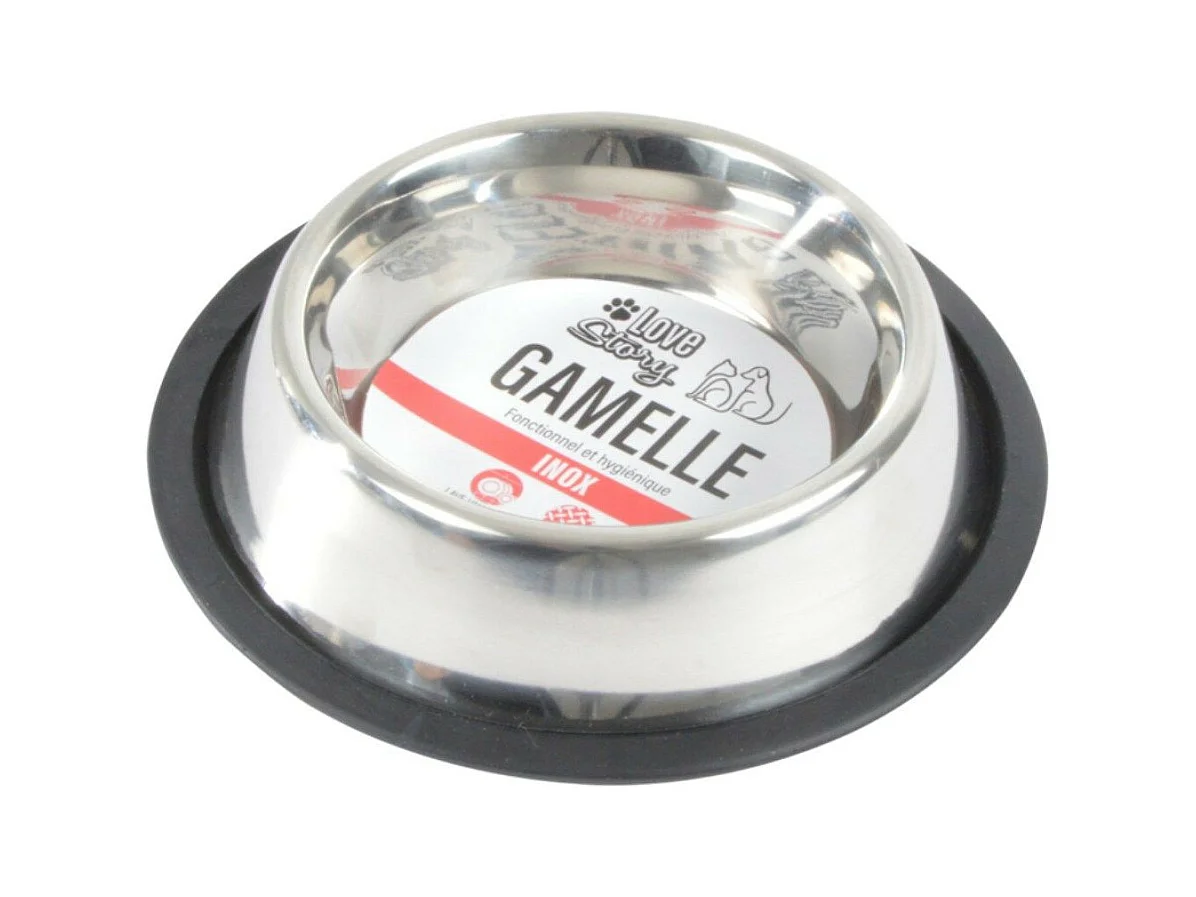Gamelle pour Chien & Chat "Antidérapante" 24cm Argent