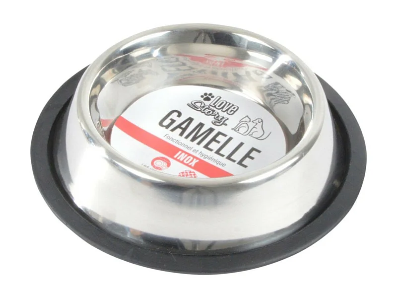 Gamelle pour Chien & Chat "Antidérapante" 24cm Argent