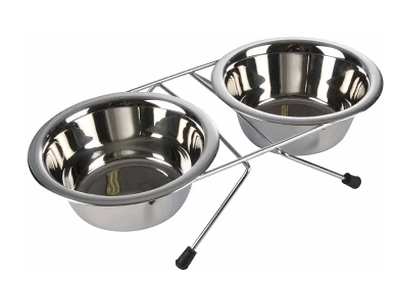 Lot de 2 Gamelles pour Chien & Chat "Inox" 21cm Argent