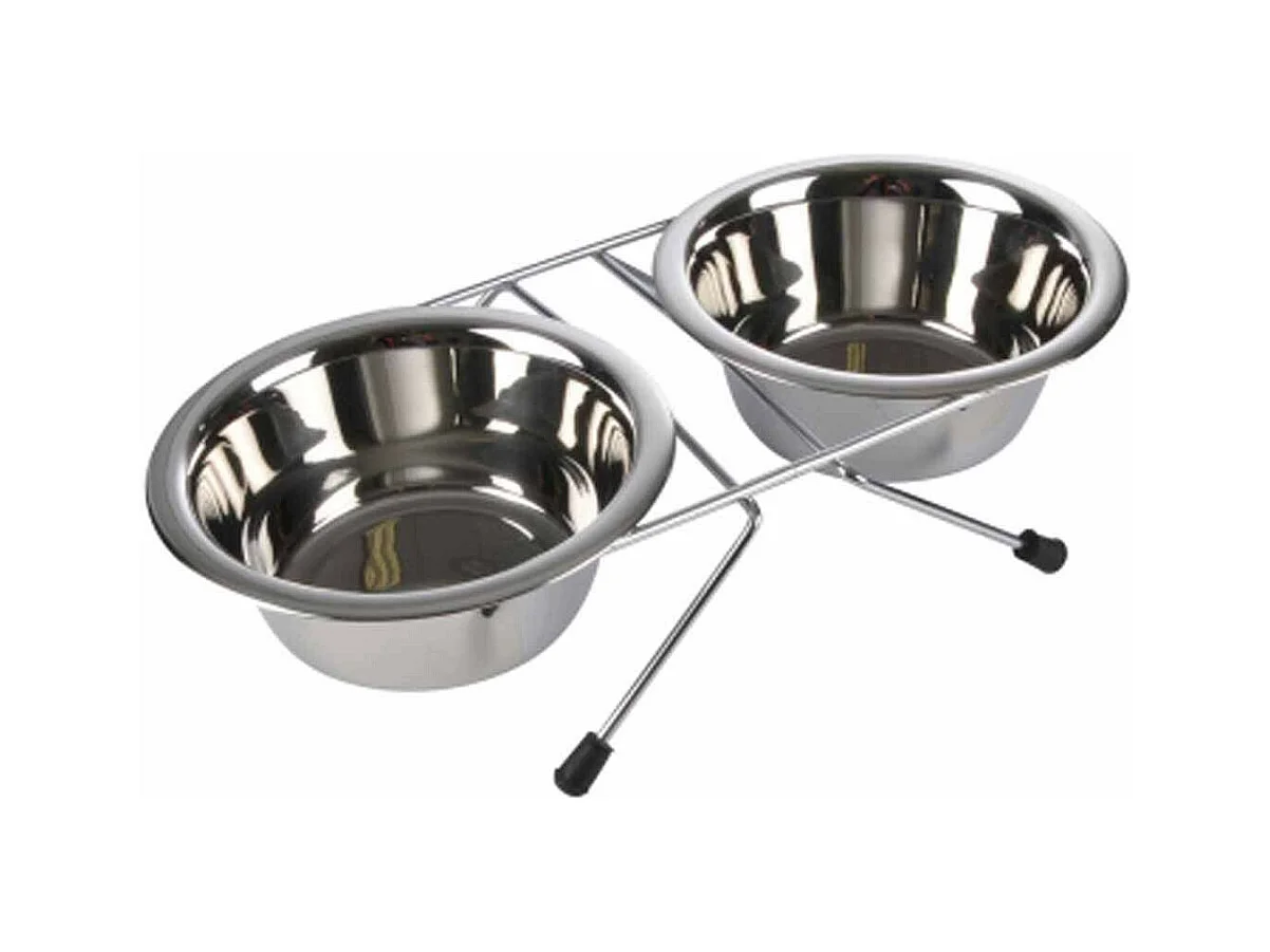 Lot de 2 Gamelles pour Chien & Chat "Inox" 21cm Argent