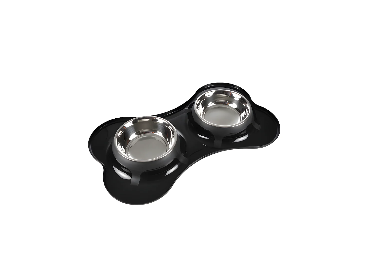 Gamelle Double pour Chien "Forme Os" 45cm Noir