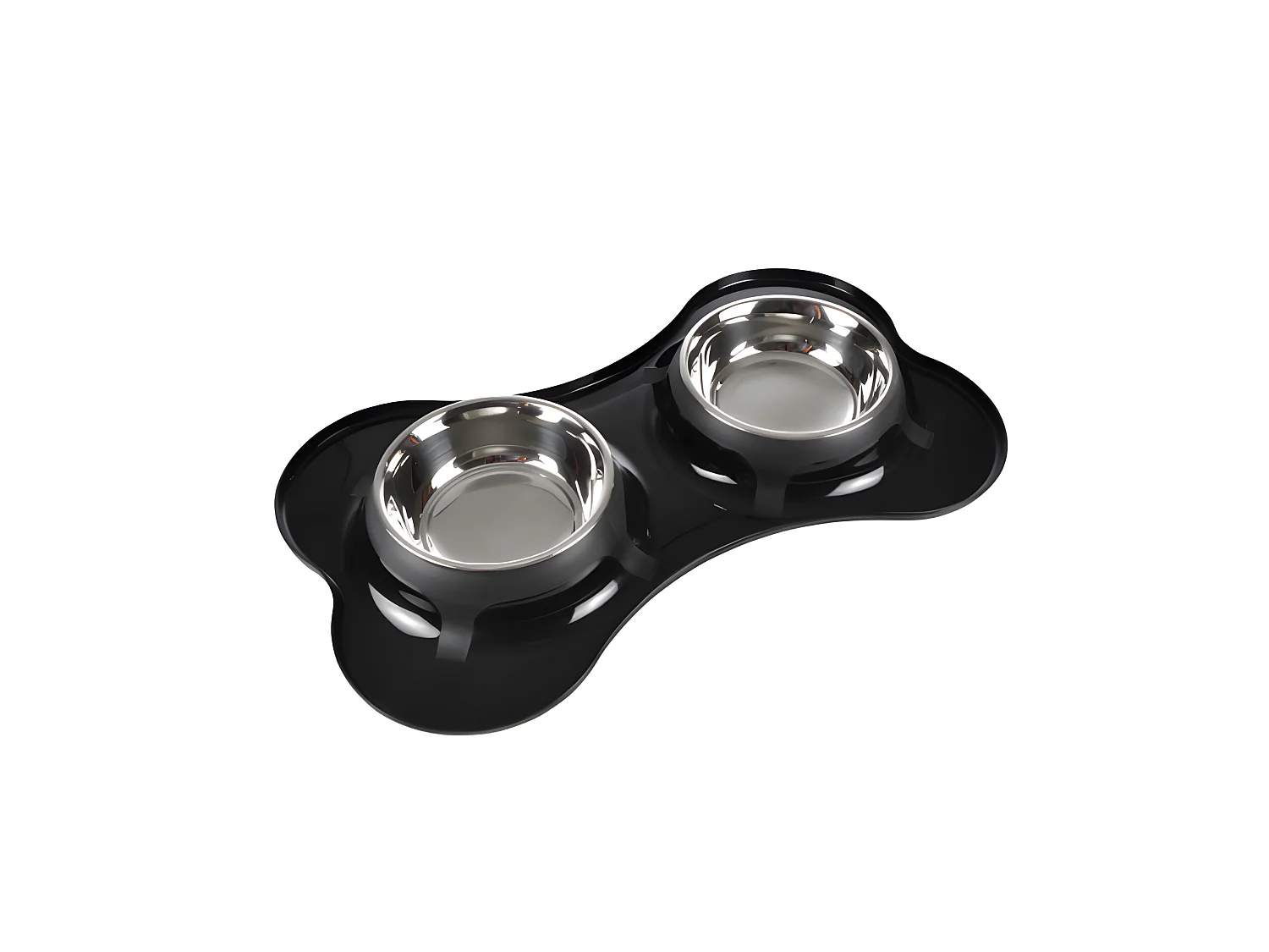 Gamelle Double pour Chien "Forme Os" 45cm Noir